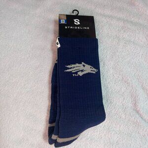 Strideline Nevada Wolf Pack Socks NCAA Full Knit 3 Crew Blue Gray New